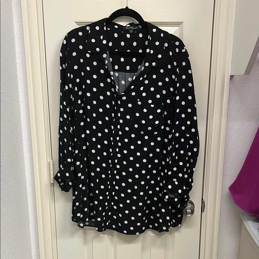 Velvet Heart Black and White Polka Dot Button Down Shirt